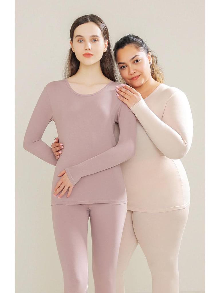 10A Antibacterial Women's Slim Fit Pure Cotton Autumn Innerwear Set - Base Layer, Plus Size