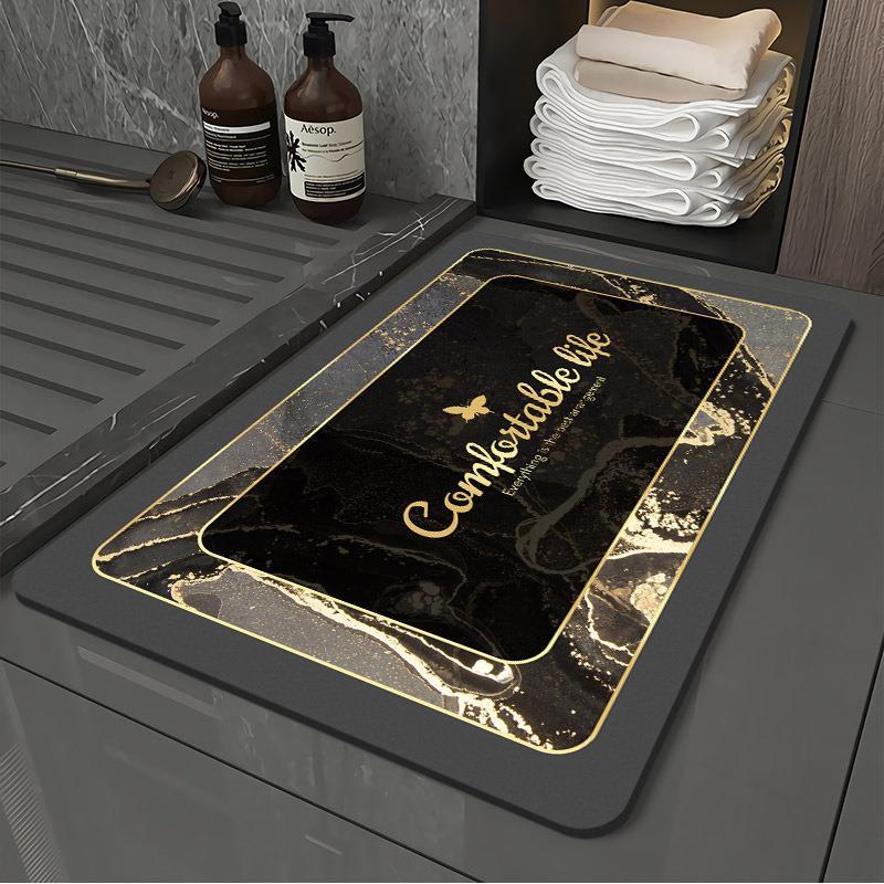 Light luxury style soft bathroom absorbent floor mat, quick drying anti fouling foot mat, washable bathroom