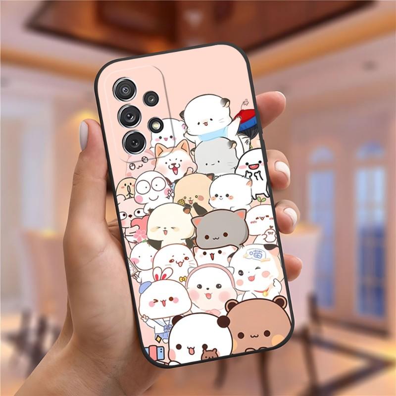 Fun Cartoon Peach Mochi Cat Phone Case for Samsung Galaxy A13 A52 A53 A73 A32 A51 A23 A22 A12 02s A20e A40 A50 A21 A72 A70 Cover