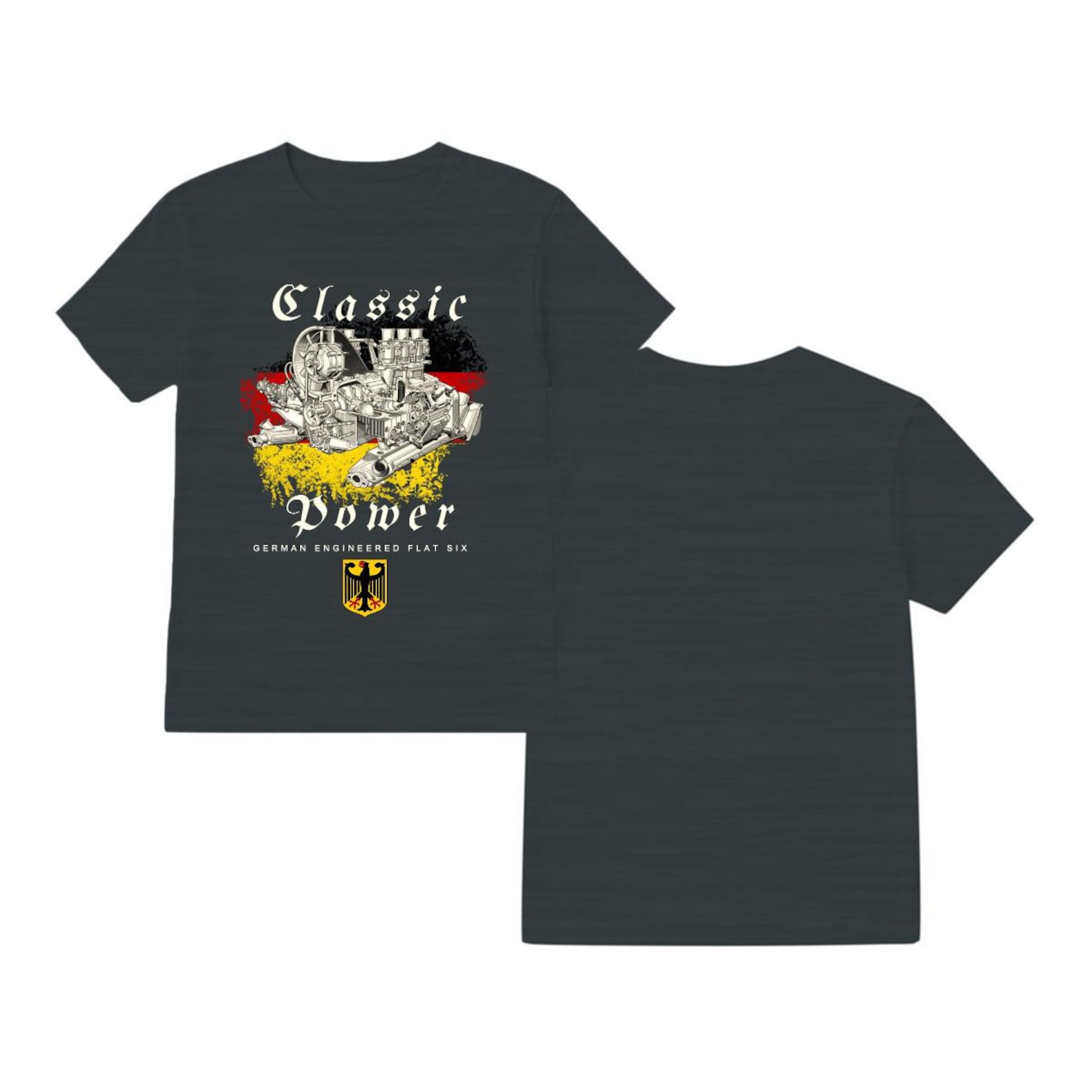 Classic German Flat Six Engine T-Shirt – Vintage Performance Graphic Tee 3XL