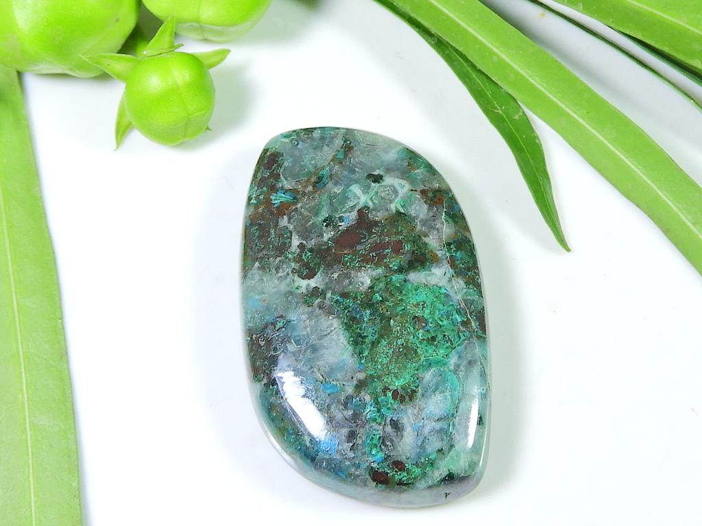 80Cts. Natural Chrysocolla Cabochon Loose Gemstone For Jewellery 25X41X08 MM SK-1039