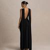 Spring Elegant European and American Women's Evening Gown - Sexy Backless Long Skirt with Flowing Ribbon