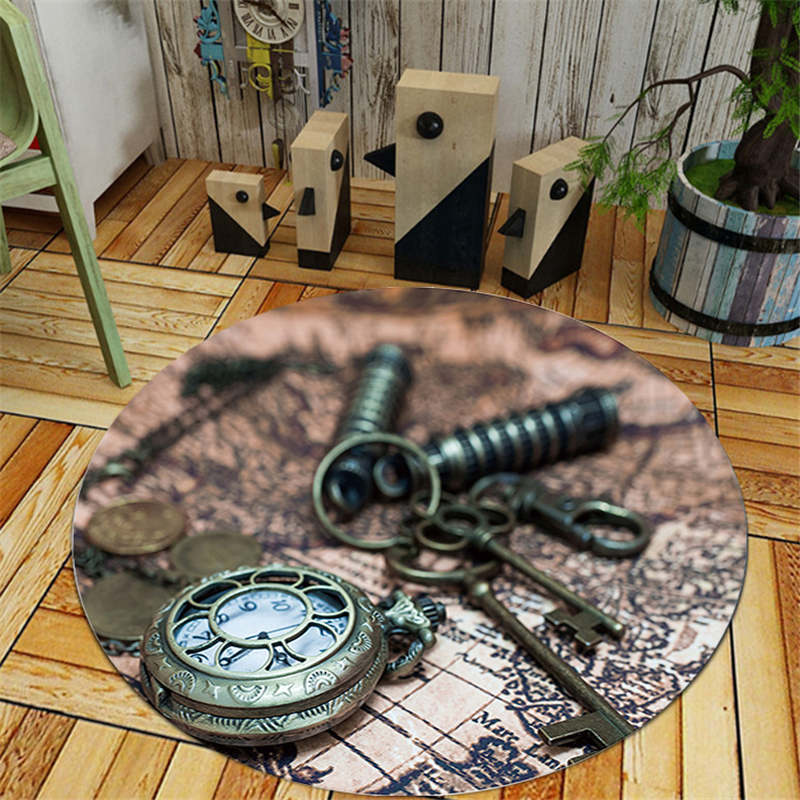 Novelty and Horror Printed Round Floor Mats Decorate the Doormat and Floor Mat of a Room At Home