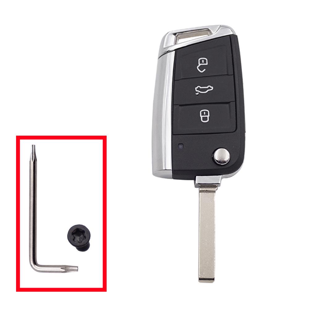 Compatible Shell for Volkswagen T-Roc, Tiguan, Lavida Plus, Skoda Folding Remote Key HU162T (3-Button)