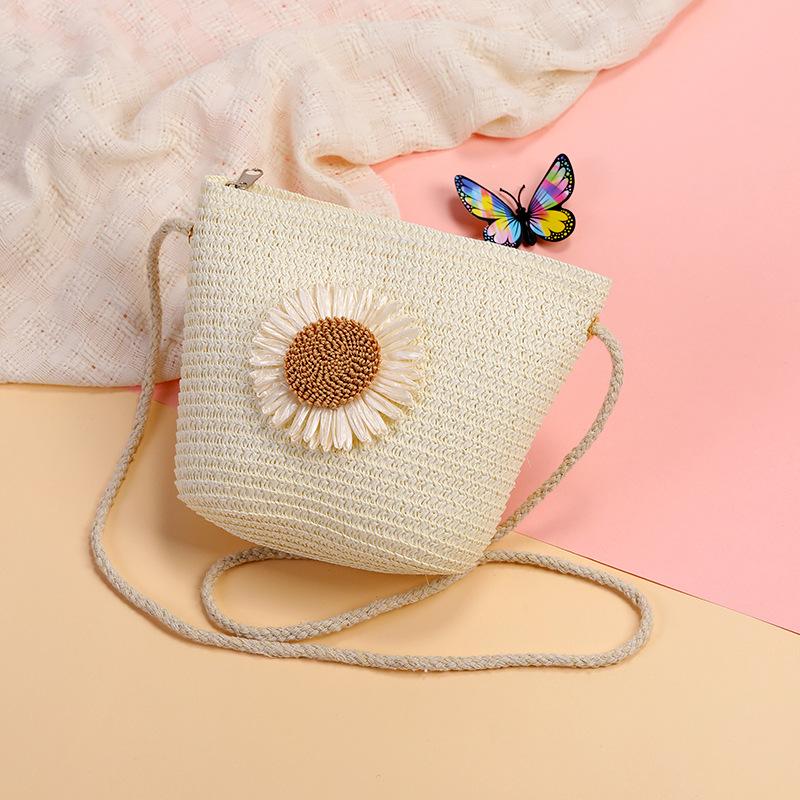 Yogodlns Geantă de Paie cu Flori și Fermoar, Portmoneu, Genți de Mesager Drăguțe, Coș de Depozitare, Țesut Manual, Geantă Crossbody pentru Femei, Geantă de Mână