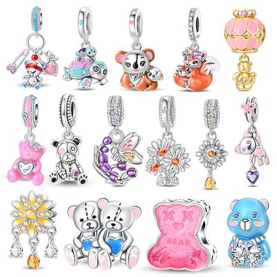 New In Charms Copper Fit 3Mm Original Bracelet Necklace Womens Sweetheart Bear Charms Beads Diy Fine Jewelry Gift