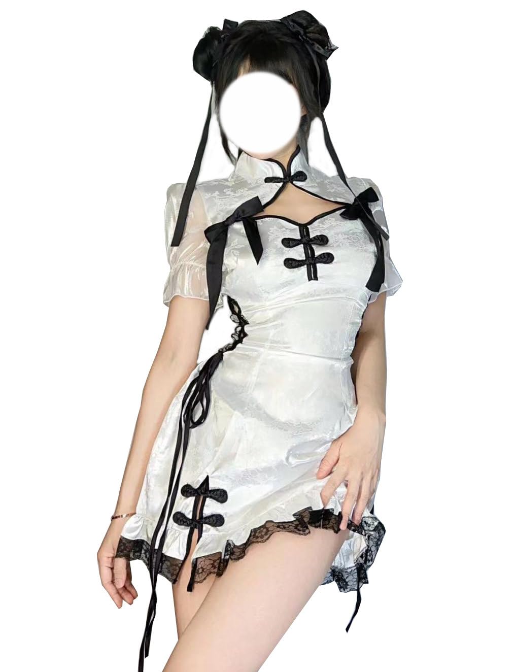 

Китайское платье сексуальное косплей платье лолита цельный черный белый костюм платье милый милый костюм [Kitty Claws] (Л, Белый2)