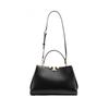 Eleanor Signature Double T Logo Magnetic Snap Closure Leather Suede Trim One Shoulder Crossbody Handbag Regular Women's Black 137312-001