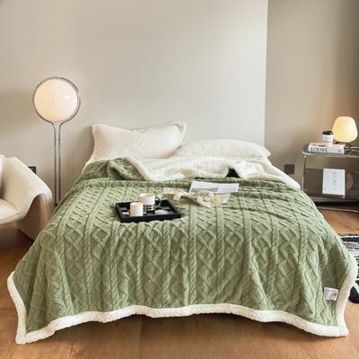 New Double Layer Tower Velvet Blanket Thickening Jacquard Lambswool Blanket Solid Color Nap Flannel Cover Blanket