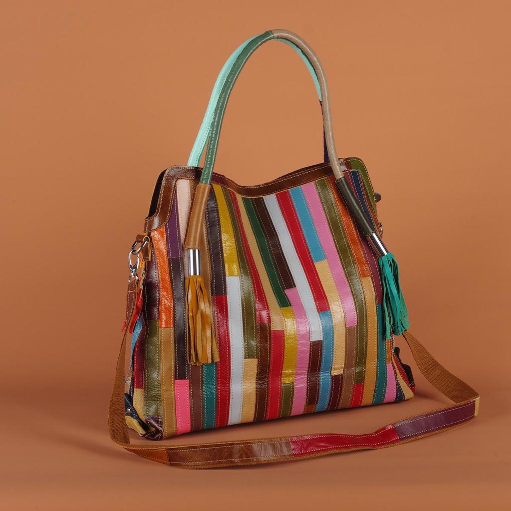 Echtes Leder Damen Böhmische Schlangenmuster Umhängetasche - Neues Farbenfrohes Design