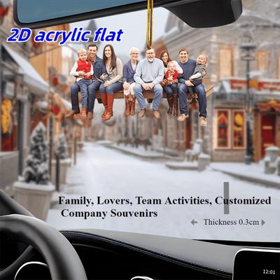 2D Flat, Car Hanging Decoration Custom Acrylic Photo Decorations - Christmas, Anniversary, Valentine's Day Gifts, Team Company Souvenirs