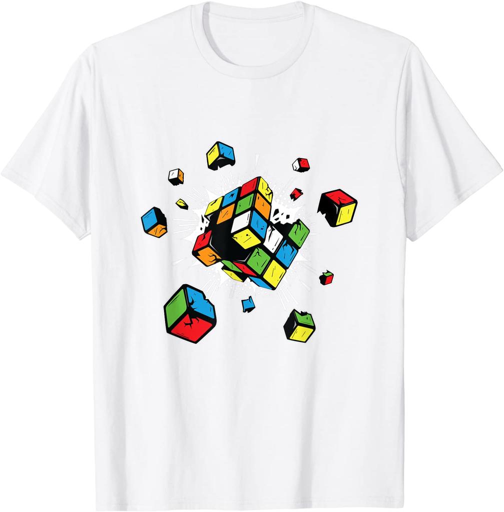 Exploding rubix rubiks rubics cube present gift for kids T-Shirt Fitness Tight Tshirts Classic Tops & Tees Cotton Men Casual