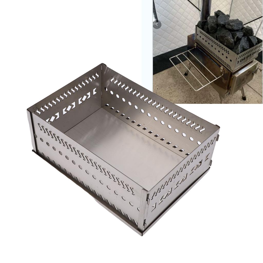 Sauna Stone Holder Multi Purpose Portable Stainless Steel Sauna Stone Basket for Charcoal Wood Burning Stove