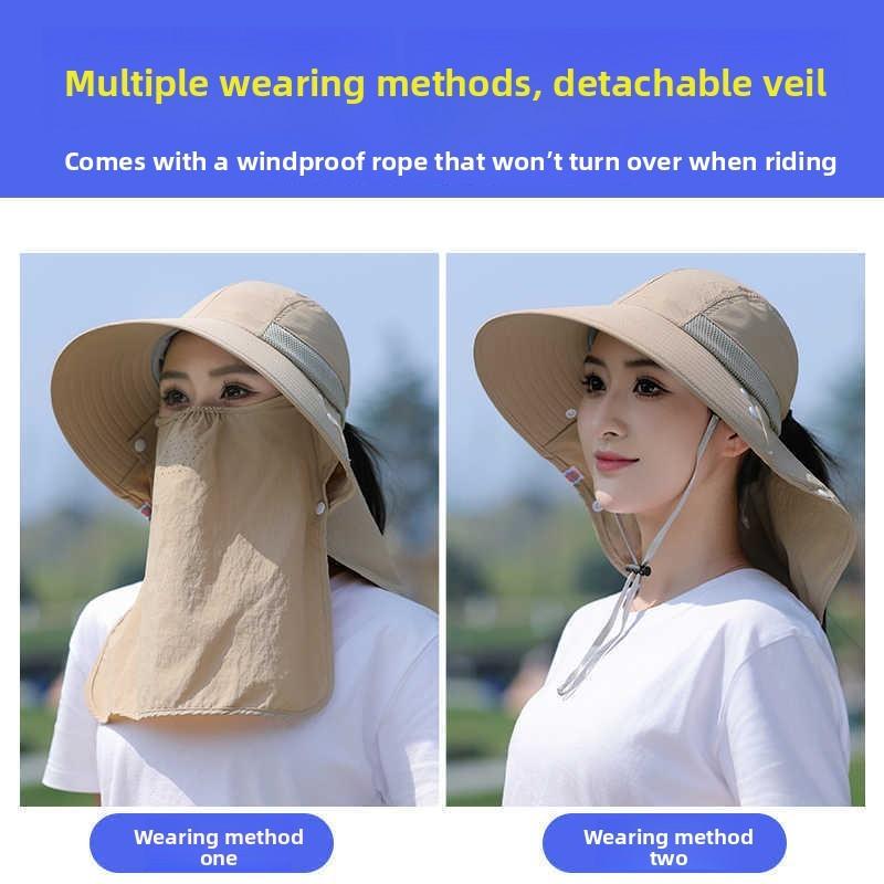 Sun Protection Baseball Cap With Face Mask For Women Summer Sunshade Sport Style