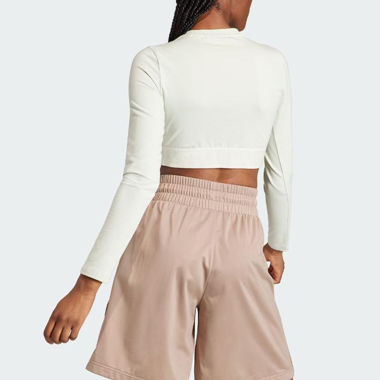 Adidas Originals Neutral Court Graphic Logo Print Sports T-Shirt Women Tops Linen-Green IS5268