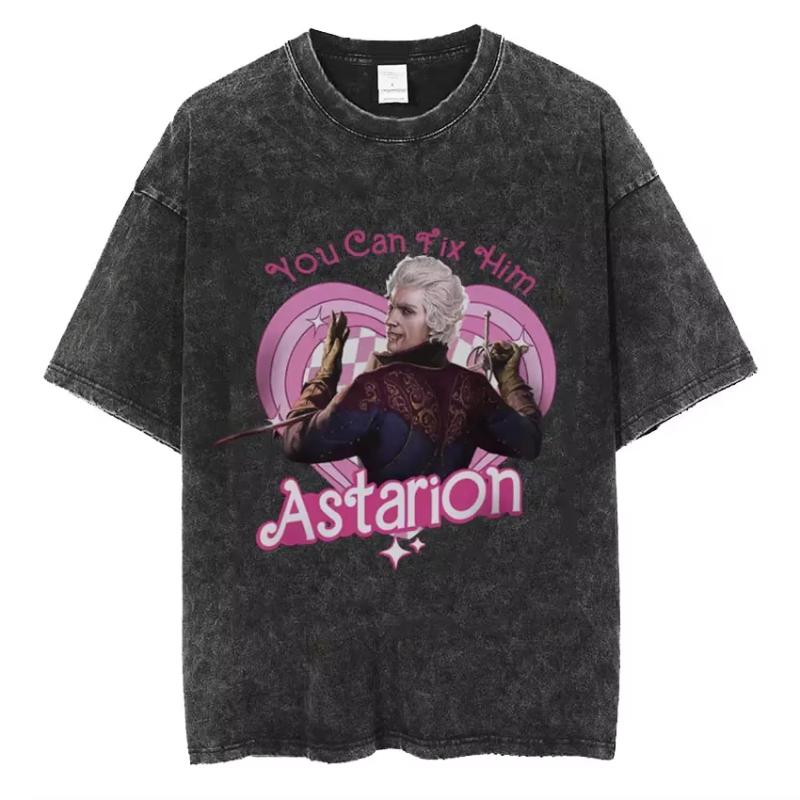 Astarion Girl Dinner Graphic T Shirt Baldurs Gate  Fan Gamer Washed T Shirts Women Unisexs Vintage Gothic Cool Tshirt Streetwear