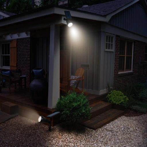 Ogrodowa Wbijana Lampa Solarna 4 Led Reflektor 200Lm Spot Biały Ciepły