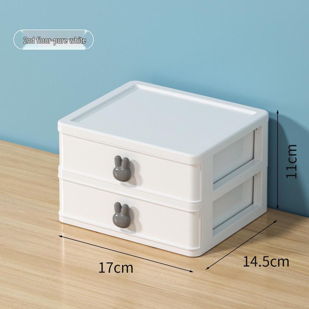Cartoon Rabbit Transparent Mini Desk Storage Box with Drawers