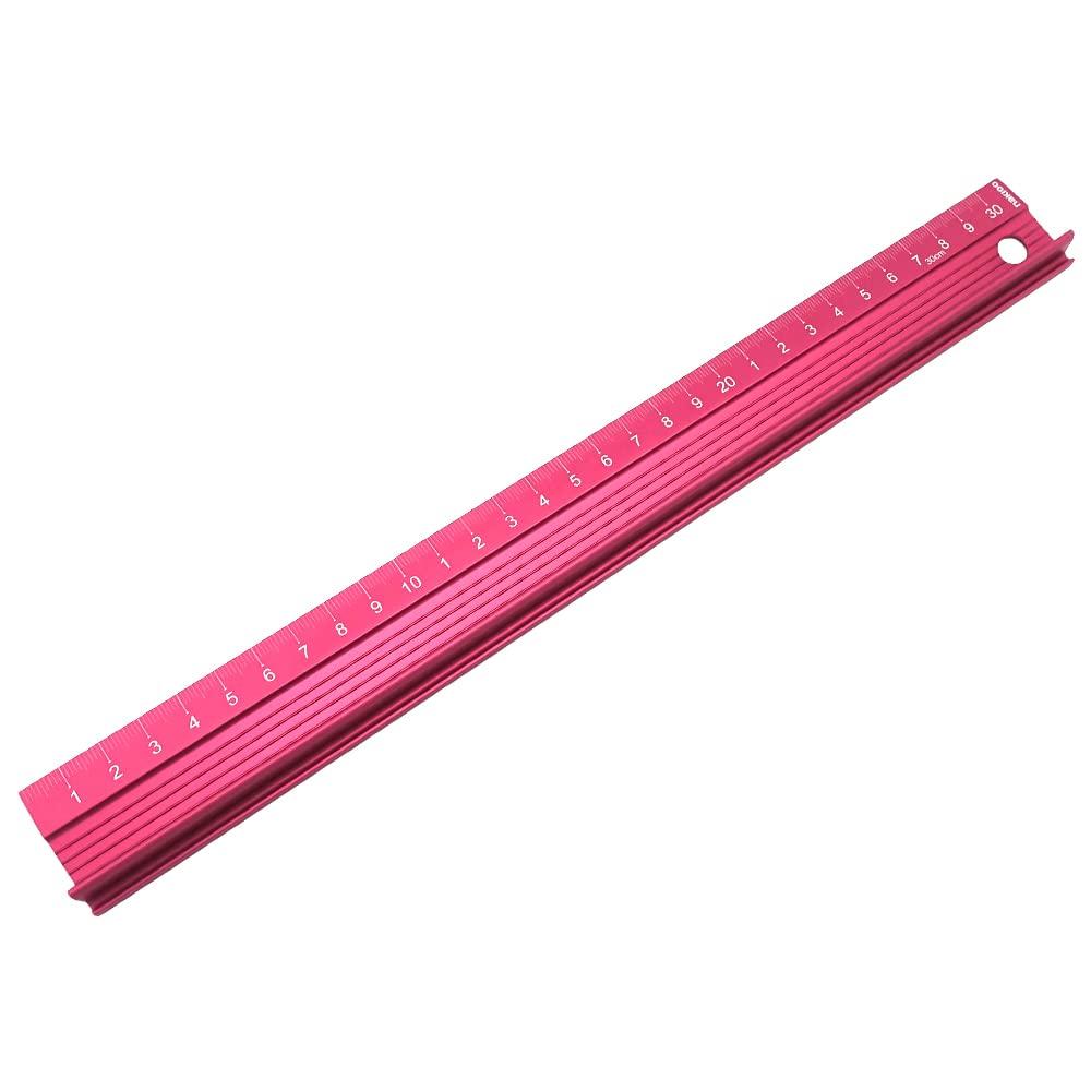 

Straight Ruler Scale 30cm Aluminum Material Processing Drafting DIY Construction Site Office Work L.HIROKKU Anti-Slip (Red)