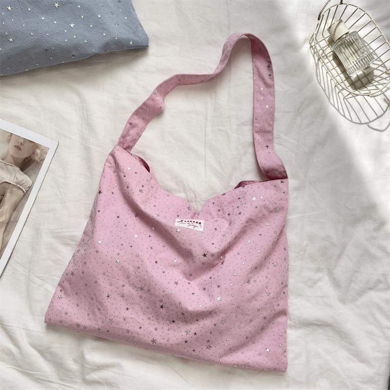 

1 Casual cloth bag large capacity sticker drill little star shoulder crossbody cloth bag women s shoulder bag розовый