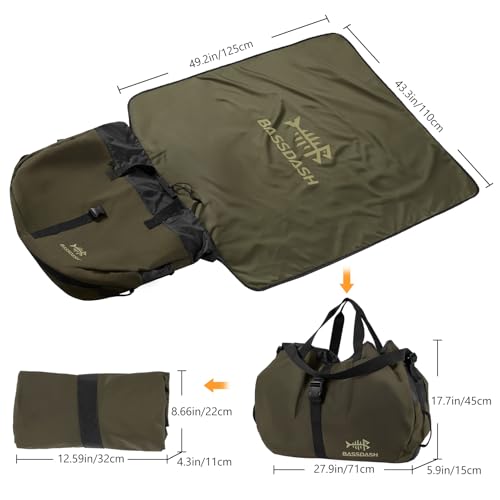 Bassdash Wader Bag, Foldable, Shoulder Strap, Mesh Boot Storage, Waterproof, 48L, Fishing, Travel, FP08