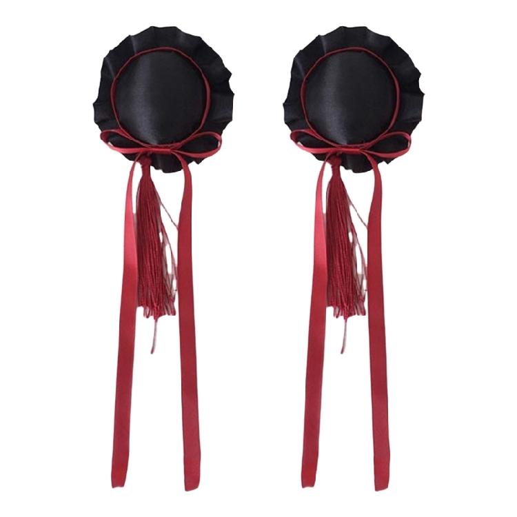 Fringed Bowknot Hair Clip Anime Maid Hair Buns Holder Cosplay Party Headwear