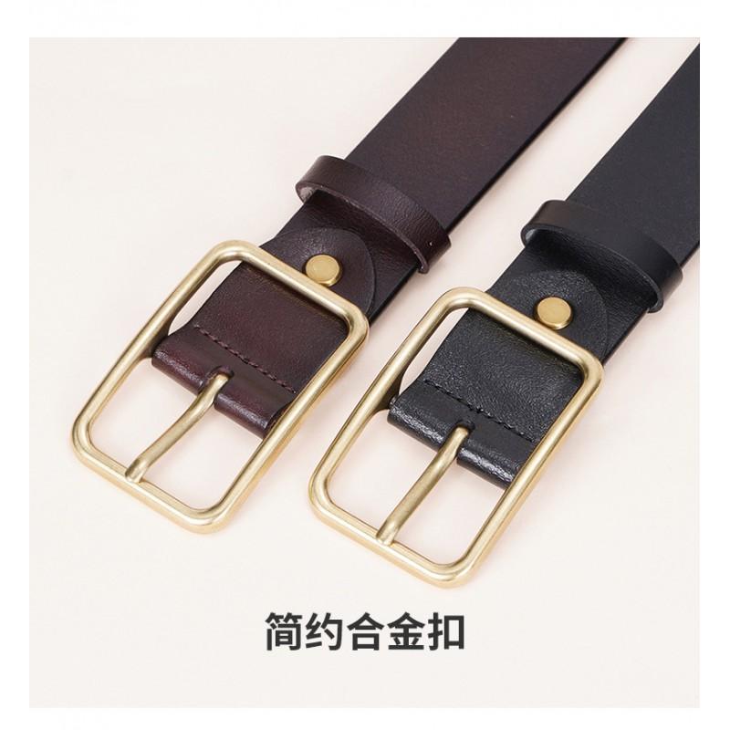 Womens Genuine Leather Belt With Pin Buckle Slim Fit Waist Cincher Jeans Casual Pants Vintage Minimalist Style