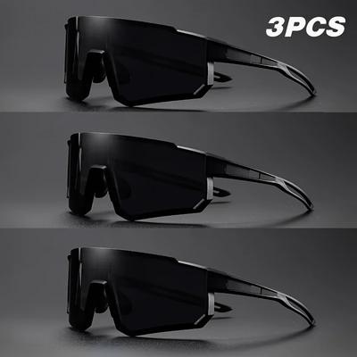3 Pares Gafas de Ciclismo a Prueba de Viento Gafas Deportivas Oversize Tendencia para Mujeres Hombres Exterior
