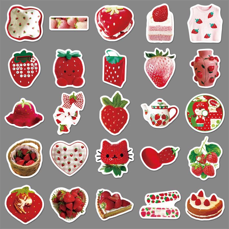 Cartoon Strawberry Stickers Diy Kid Toys Gift Decorative Decal For Scrapbook Laptop Luggage Bottle Waterproof