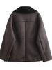 2023 Plus Size Shearling Lapel Jacket for Women - European & American Style Autumn/Winter Fashion