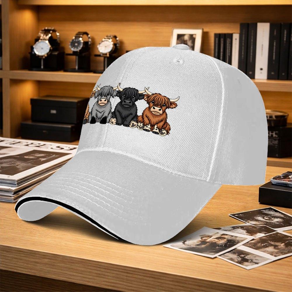 Highland Cow Cartoon Adjustable Baseball Cap Unisex Outdoor Sports Hat For Fishing Golf Camping Hiking