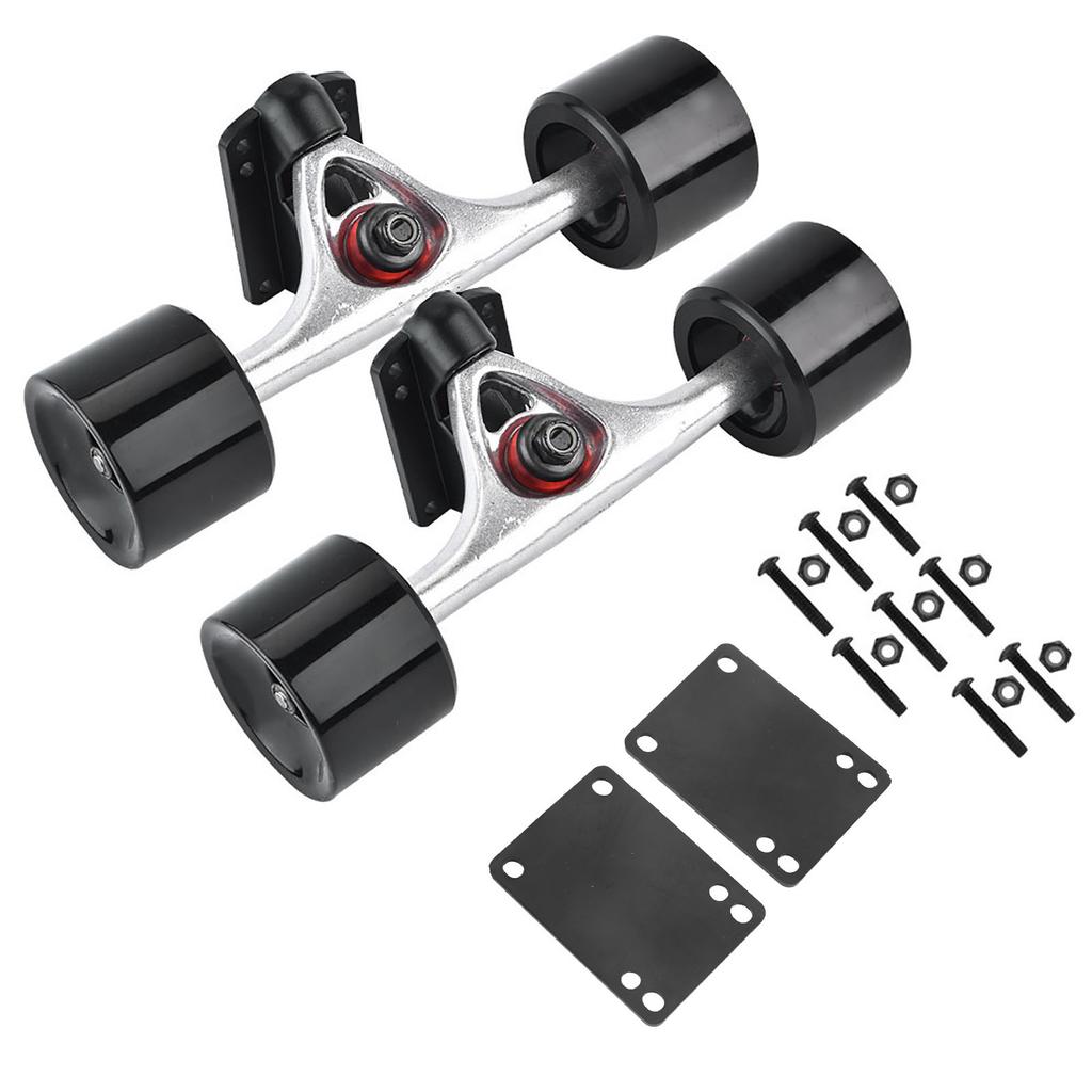 2pcs   Truck with Skate Wheel Riser Pad Bring Accessory(black shaft black wheel)