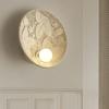 Japanese Bedside Wall Lamp Bedroom High-end Retro Round Living Room Wall Sconce Milk White Glass Lampshade Light Fixture
