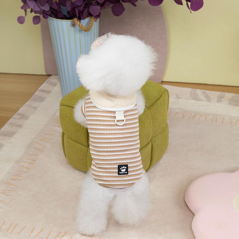 

Весенне-летняя одежда для питомцев тонкая для средних и маленьких собак с принтом лап, тканевая наклейка на лацкан, полосатая, двухногая одежда для кошек и собак XXL (recommended weight 12-9 kg)