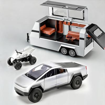 1:32 Caminhões de Motorhome Brinquedo com Som e Luz para Meninos Meninas Mulheres Homens Adultos Metal Diecast Modelo de Caminhão Elétrico Caminhonete Carros Prateados Corrida