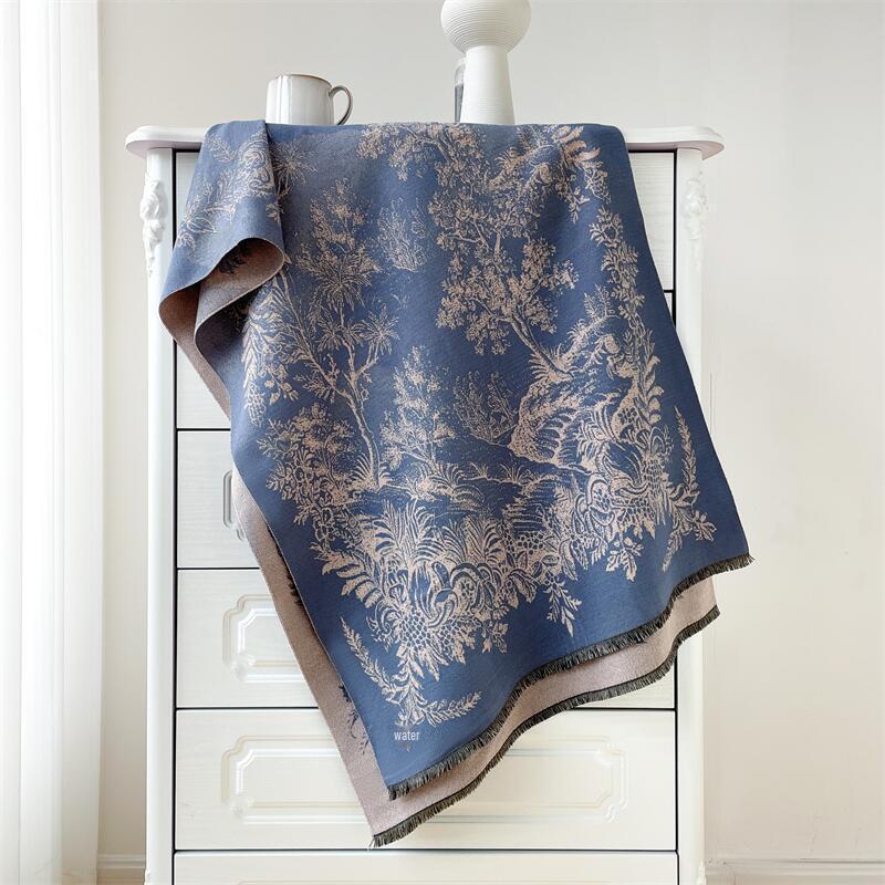 

Елегантна ретро-пейзажна хустка: Високоякісний жіночий імітаційний кашемір для теплої осені та зими 185x65cm синій