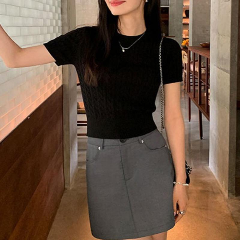 Shop   Women Cable Knit Short Sleeve Sweater Won Wkn We91a6b