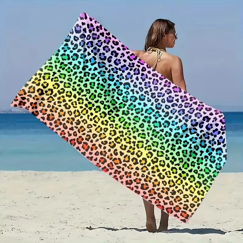 Buntes Leopardendruckmuster Strandtuch Strand Schwimmbad Badezimmer Camping Reise Yoga Fitness Mehrzweck-Strandtuch