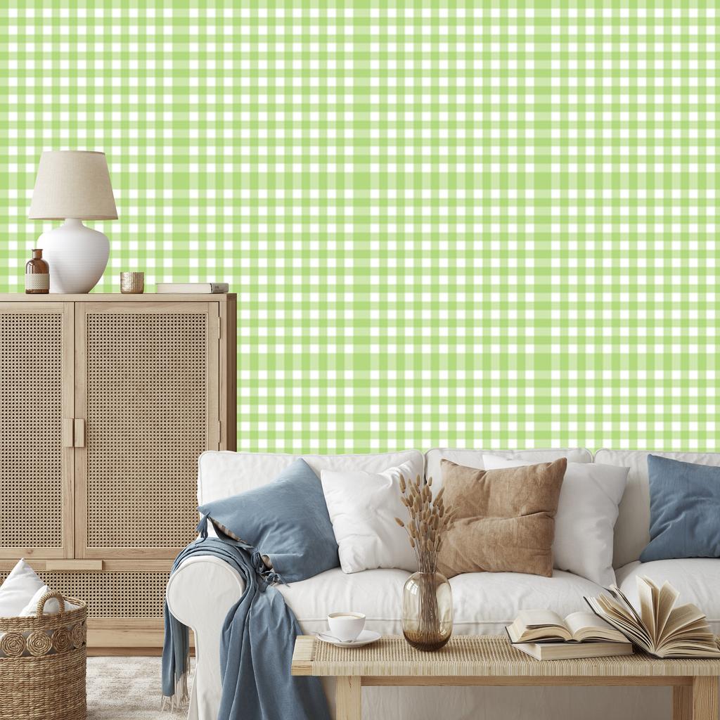 Wallpaper Fabric Pattern Lime and White for Living Room and Bedroom 50x1000
