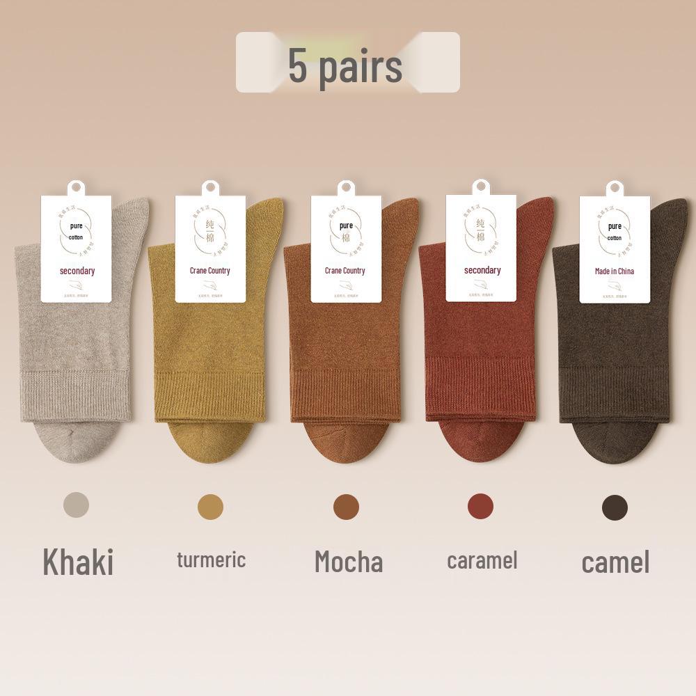 Damskie skarpety bawełniane do połowy łydki 2025 - Odprowadzające pot, oddychające, antybakteryjne i ciepłe na jesień/zimę.