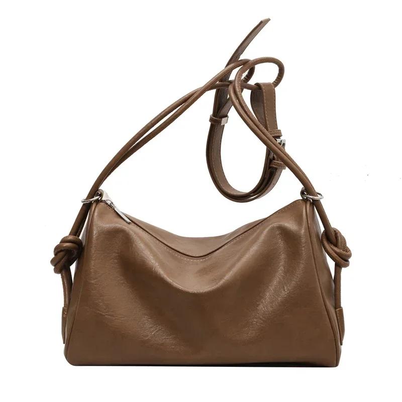 Zipper PU fashion stitching interior zipper pocket shoulder bags  solid color  women's crossbody bags