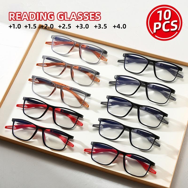 10 Pairs Sports Style Reading Glasses for Men and Women Trendy and Sporty Blue Light Blocking Fashionable Reading Glasses