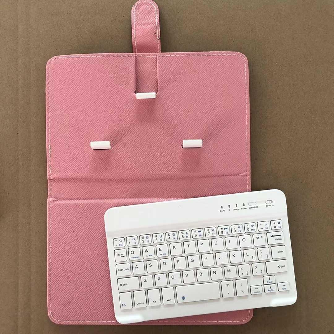 Universal Handy Tastatur + Leder Fall Set Tragbare Drahtlose Bluetooth-kompatibel rosa