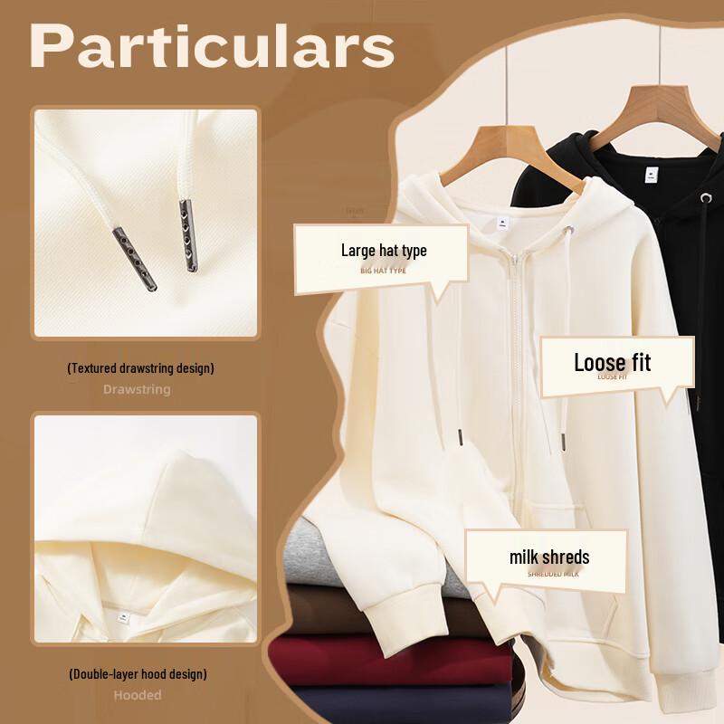 JEANSWEST Women's Loose Hooded Zip-Up Sweatshirt