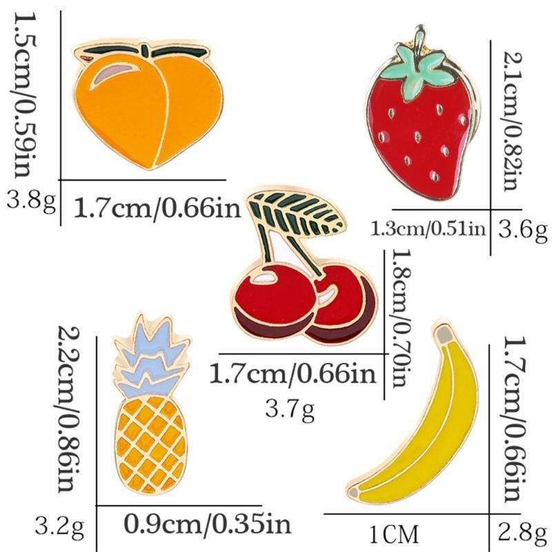 Charm Cartoon Jewelry Pin Fruit Brooch Clothing Accessory Alloy Texture Suitable for School Life and Parties Event
