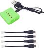 Lot de 4 batteries LiPo 3,7V 500mAh avec chargeur USB 4-en-1 – Kit d'alimentation à charge rapide pour drones et quadcoptères RC E58, S168, JY019