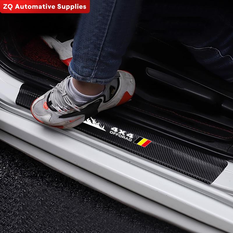 4x4 Car Door Sill Trunk Protector Stickers for Toyota Tacoma TRD 4Runner Tundra Rav4 Highlander Carbon Fibre TRD Offroad Decals