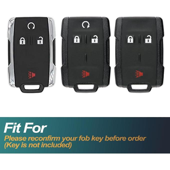 FEYOUN Key Fob Cover Compatible with Chevy Chevrolet Colorado Silverado Suburban Tahoe GMC Canyon Sierra 1500 2500 3500 HD TPU Remote Keyless Key Fob