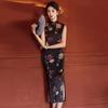 Black Modern Chinese-Inspired Sleeveless Long Cheongsam Dress 2026 Womens Elegant Formal Gown