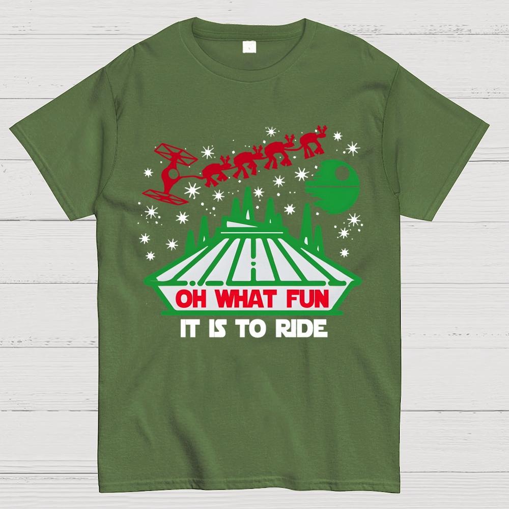 Oh What Fun It Is To Ride Christmas Cotton Summer Casual Cool Loose T-Shirt
